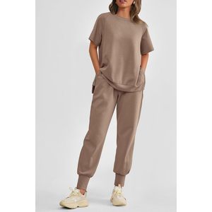 Conjunto Casual de Verano de 2 Piezas para Mujer, Top de Manga Corta y Pantalones Deportivos de Cintura Alta, Conjuntos Deportivos Modernos 2022 - Product Image 3