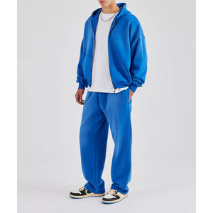 Ensemble de survêtement tendance pour homme, coupe ample, imprimé, 100% coton, sweat-shirt à fermeture éclair avec poches latérales, pantalon de jogging, ensemble 2 pièces - Product Image 2