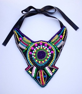 CRYSTAL CRAFT Unique Red & Black Block Chunky EthnicUnique African Woman Necklace with earring,for gifted Multilayer Colorful - Product Image 5