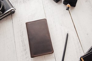 Wholesale Genuine Leather Checkbook Holder Slim Business Check <b>Book</b> Cover Custom Brand Cowhide <b>Wallet</b> Supply LCR-0151 - Product Image 5