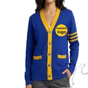 Blue Yellow School College <b>Cardigan</b> Sweater Cotton <b>Cardigan</b> Sweater Cotton Fabric Outerwear Comfortable Daily Wear Clothing - Product Image 2