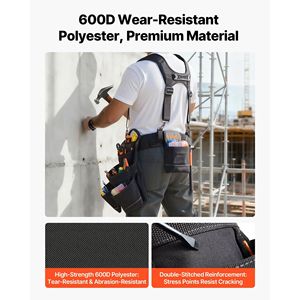 Cintura Porta Attrezzi a 19 Tasche con Bretelle Staccabili, Borsa da Lavoro Regolabile Resistente, Bretelle da Uomo - Product Image 5