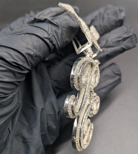 Colgante Personalizado de Plata de Ley 925 con Diamante Moissanita Redondo de Corte Brillante VVS, Estilo Hip Hop, Lujoso y Brillante - Product Image 3