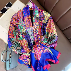 Luxury Design Long Silk Scarf Women Soft Smooth Scarves Head <b>Wrap</b> Hijab Outdoors Muffler Long <b>Shawl</b> Beach Towel Female 90*180cm - Product Image 5