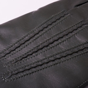 Guantes de piel de oveja verde oscuro para mujer Ikhlas Sports, suaves, cálidos, forrados, elegantes, con botón en la muñeca, para invierno, con detección de agujas y pantalla táctil - Product Image 6