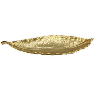 New Modern Aluminum Metal Shiny Gold NIckel Leaf <b>Tray</b> for Dining Tableware Leaf Metal Platter for Serving Handmade - Product Image 1