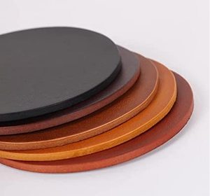 Custom Logo Round PU Leather Drink Coaster <b>Waterproof</b> Heat Resistant Cup <b>Mat</b> Anti-Slip Table Placemat for Coffee Mug Wine <b>Mat</b> - Product Image 1