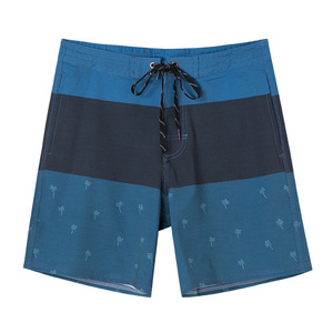 Men's Teal Gradient Color Quick Dry 160g Woven Polyester Mid Waist Drawstring Swim Trunks - Product Image 2