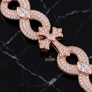 Luxury Rose Gold Iced Out <b>Cross</b> Link <b>Chain</b> Necklace for Men Women CZ Diamond Statement Hip Hop Jewelry Fashion Necklace - Product Image 2