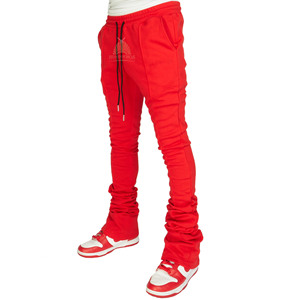 Custom Logo Women <b>Stacked</b> <b>Joggers</b> With Screen Print Streetwear Sweatpants Flare <b>Stacked</b> Sweat Pants Running Women Training - Product Image 2