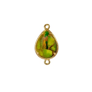 Hecho a mano azul turquesa pera chapado en oro bisel texturizado doble bucle Conector de Enlace de piedras preciosas encanto para la fabricación de joyas al por mayor - Product Image 5