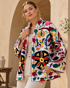 Chaqueta Boho Suzani para Mujer, Manga Larga, Bordada, Acolchada, Reversible, 100% Algodón, de la Mejor Calidad, Colorida - Product Image 1