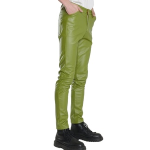 กางเกงผู้ชายทรงตรงเอวกลางหนังแท้สีเขียวพรีเมี่ยม OEM - Product Image 5