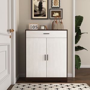 Scarpiera in Legno a 4 Ripiani Autoportante con 2 Ante Bianche e 1 Cassetto Regolabile, Organizzatore per Scarpe - Product Image 2