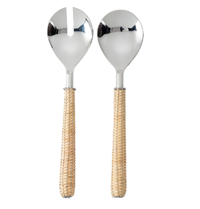 Cuillère en rotin et acier inoxydable avec manche épaissi, vaisselle pour la maison, restaurant, cadeau de mariage, couverts à prix avantageux - Product Image 1