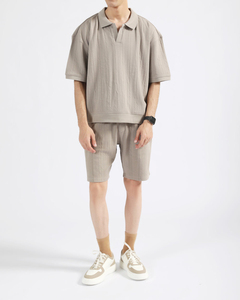 Polo homme de haute qualité 100% coton, coupe ample, gris uni, avec impression numérique personnalisable, respirant et à séchage rapide - Product Image 5