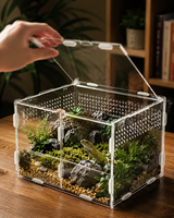 Boîte d'hébergement pour reptiles en plastique acrylique moderne, enclos pour animaux de compagnie, écologique, sûr, durable, motif personnalisé, pour geckos