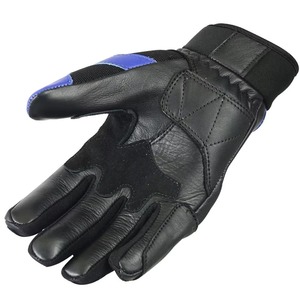 Gants de moto en cuir, longueur poignet, respirants, style sportif, noir et bleu, pour le cyclisme, utilisation printemps-été, gants de moto - Product Image 6