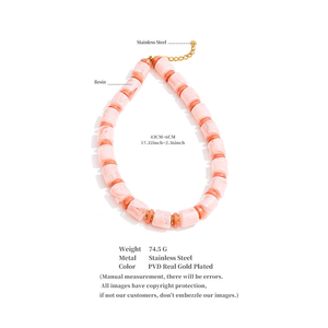 Nouveautés très demandées : Collier à perles cylindriques en résine avec chaîne en acier inoxydable pour les fêtes - Product Image 6