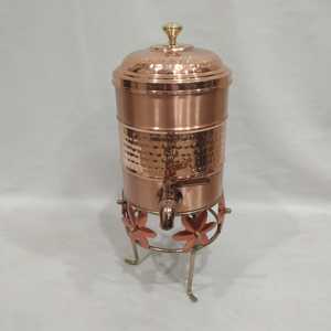 Copper Hammered Eco-Friendly Drink Dispenser with Lid Modern Style Large Capacity for Home Wedding Use - Product Image 1