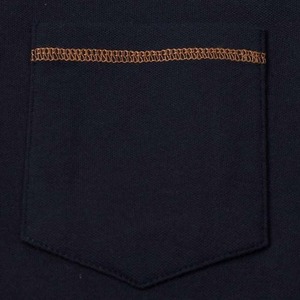 Camisa de Manga Corta para Hombre, Corte Regular, Azul Marino y Marrón, Cuello con Ribete en Contraste, Tejido de Punto Informal, Largo Regular, 100% Algodón - Product Image 4