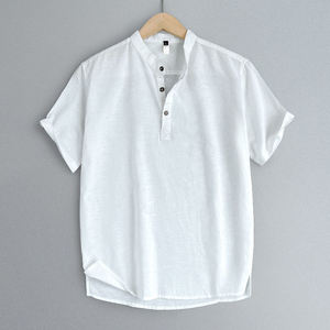 Summer Breathable Knitted Polyester/Cotton Satin Casual Anti-Wrinkle Single Button Turn-<b>down</b> Collar Full Sleeve Men's Shirt - Product Image 2
