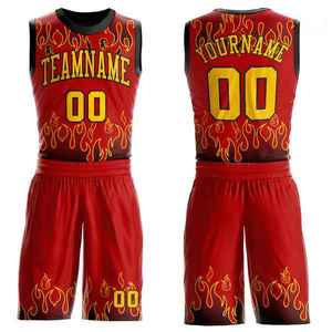 Custom Sublimated Basketball Jersey Red Flame Design Custom Team Name Breathable Polyester Sleeveless Unisex <b>Athletic</b> Fit - Product Image 4