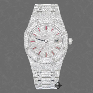 Montre Chronographe Quartz Bicolore de Luxe pour Homme, Diamants Moissanite, Acier Inoxydable, Mouvement ETA, Bracelet 20mm - Product Image 1