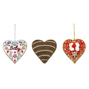 Adorno Colgante para Árbol de Navidad con Bordado a Mano en Forma de Corazón, Color Personalizado - Product Image 1