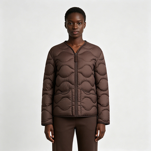 Onion <b>Quilted</b> Women’s Liner Jacket Collarless Lightweight Padded Puffer Coat Wave Stitch Inner Layer Outerwear Custom Logo OEM - Product Image 6