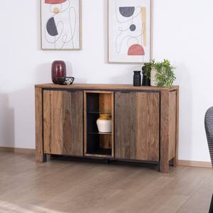 Vandana Autumn Detail <b>sideboard</b> in rosewood and acacia with glass shelves - Product Image 3