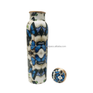 Modern and Elegant Enamel Copper <b>Bottle</b> Ayurveda Copper Water <b>Bottle</b> With Butterfly Pattern Use in Office <b>Travel</b> - Product Image 2