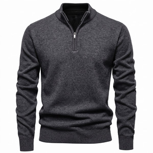 <b>Men's</b> Solid Color Quarter Zip Pullover <b>Sweater</b> Long Sleeve <b>Turtleneck</b> Knit Wool Acrylic Anti-Pilling Winter Wear - Product Image 4
