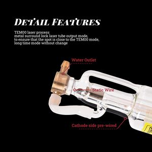 CO2 <b>Laser</b> Cutter Engraving <b>Cutting</b> <b>Machine</b> with <b>Metal</b> Head Wires Model D0100H794TX 50W-800mm/80W-1250mm - Product Image 3