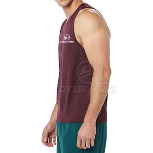 T-shirts sans manches pour hommes de haute qualité, couleur unie, coupe ajustée, t-shirts sans manches pour hommes avec logo personnalisé - Product Image 2