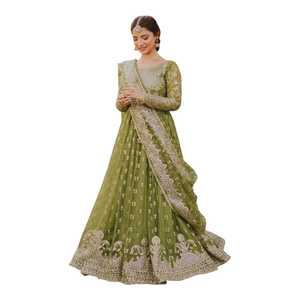 Lehenga Choli Tradicional de Seda para Mujer, Vestido de Boda Reversible Hasta el Suelo, Ropa Étnica India y Pakistaní, Bordado Multicolor - Product Image 1