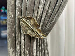 Antique Brass Curved <b>Curtain</b> Holdbacks With Bee Winged Finials Traditional Decorative Accessories - Product Image 4