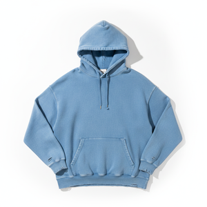 Men's Vintage Streetwear 100% Cotton Jacket Solid Blue Oversized Sun Faded 3DAcid Washed Denim Hoodies for Spring Season Men - Product Image 1