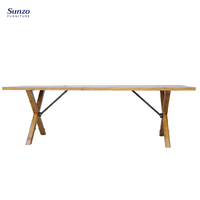 Table de ferme vintage en bois massif antique pour banquet, mariage, événement, fête