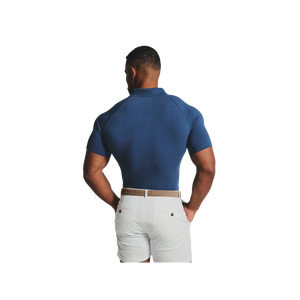 Polo de Algodón Azul de Manga Corta para Hombre, Color Sólido, Informal, Tejido Transpirable, Corte Regular - Product Image 2