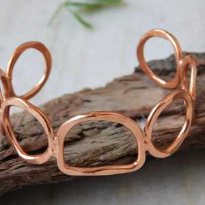 Rose Gold Plated Copper Alloy Cuff <b>Bracelet</b> Vintage Style Unisex Bangles Handmade <b>Infinity</b> Design men and women hand wear - Product Image 4