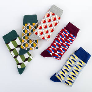 Chaussettes mi-mollet en coton tissé à carreaux rétro, nouvelle mode, tendance décontractée, pour hommes, vente en gros - Product Image 5