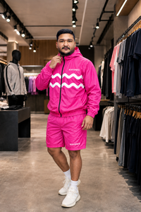 REXFIT <b>SPORTS</b> 2026 Custom Men’s Pink Nylon Hooded <b>Jacket</b> and Shorts Set Lightweight <b>Summer</b> Sportswear Private Label - Product Image 3