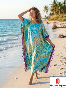 Vestido Kaftan Tie Dye Personalizado para Mujer, Estilo Holgado, para Playa o Resort, Fabricante y Proveedor OEM ODM - Product Image 3