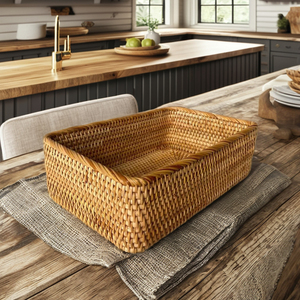 Panier de rangement multifonction en rotin naturel de haute qualité aspect luxe écologique tissé à la main nouveauté pour l'organisation de la maison - Product Image 1