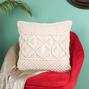Handmade Macrame <b>Throw</b> Cushion <b>Cover</b> Envelope Closure Abstract Pattern Square Pillow <b>Cover</b> for Home Décor Pillow Case 16x16 Inch - Product Image 5