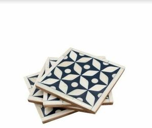 Handcrafted Luxury Bone Inlay Coasters 5mm Thick Round Coasters for Coffee Tea & Home Use-Elegant Decorative Drink <b>Mats</b> - Product Image 4
