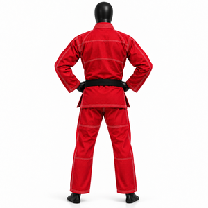 Kimono Rojo de BJJ con Estampado Artístico Japonés Colorido en el Cuello y los Puños, Ropa de Artes Marciales Unisex para Adultos, JIU JITSU - Product Image 3