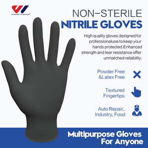 Gants en nitrile bleus jetables certifiés CE TWI, 4 mil, sans poudre, imperméables, résistants aux produits chimiques, pour examen médical et sécurité - Product Image 2