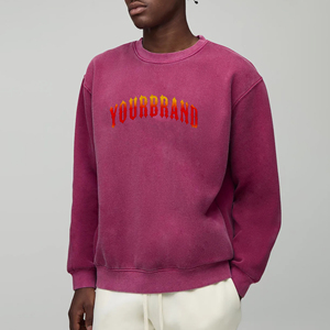 New Arrived 2026 Acid Wash Applique Winter Men's Sweatshirt Custom 3D Puff Printed Logo Heavyweight Drop Shoulder Solid - Product Image 1